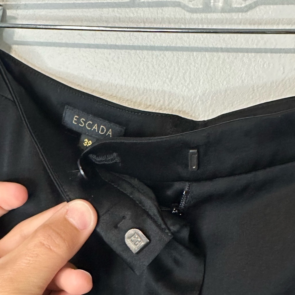 ESCADA Talika Black Satin Trousers‎ Pockets Old Money Preppy Pants Sz 38 - Picture 4 of 6